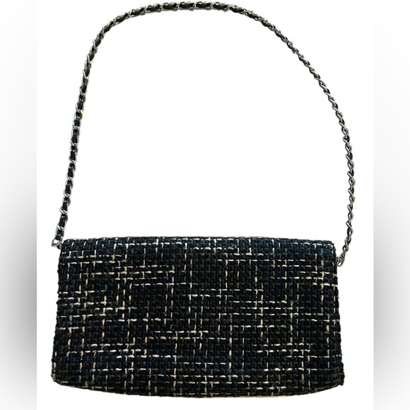 Brown Tweed Square Shaped Chain Detailed Strap  Brown Purse - Picture 2 of 7